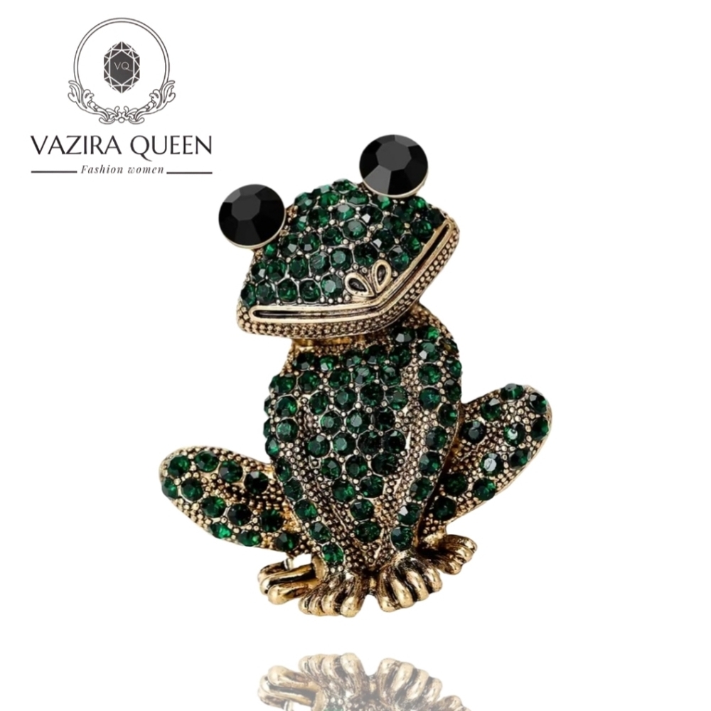 VQ Enamel Frog Brooch